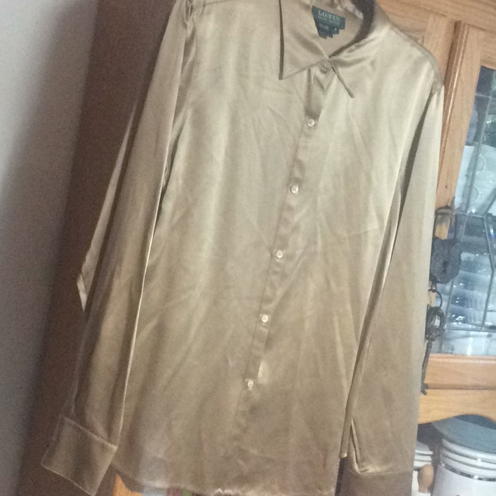 Ralph Lauren satin Silk Buttons down Shirt, 16